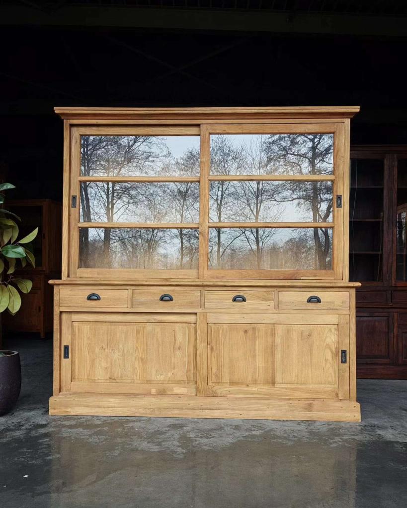 Teakhout Buffetkast | Winkelkast | Servieskast Vitrine #8686, Huis en Inrichting, Kasten | Buffetkasten, Niet ingevuld, Gebruikt