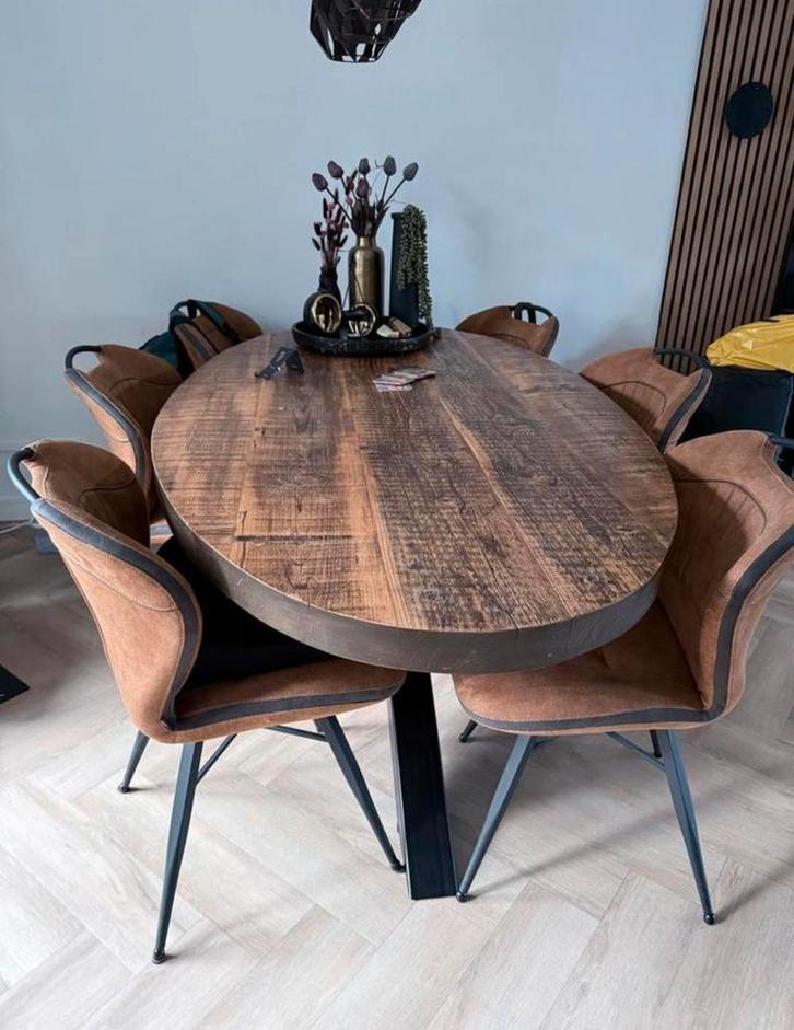 Eettafel complete set inclusief 6 stoelen, Huis en Inrichting, Tafels | Eettafels, Zo goed als nieuw, 100 tot 150 cm, 200 cm of meer