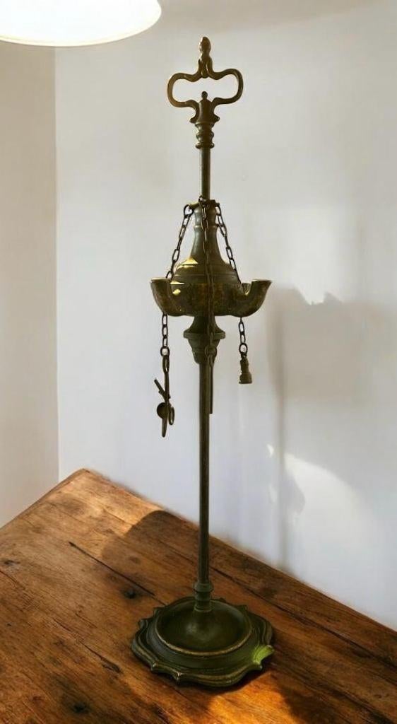 Vintage messing Florentine olielamp., Ophalen of Verzenden