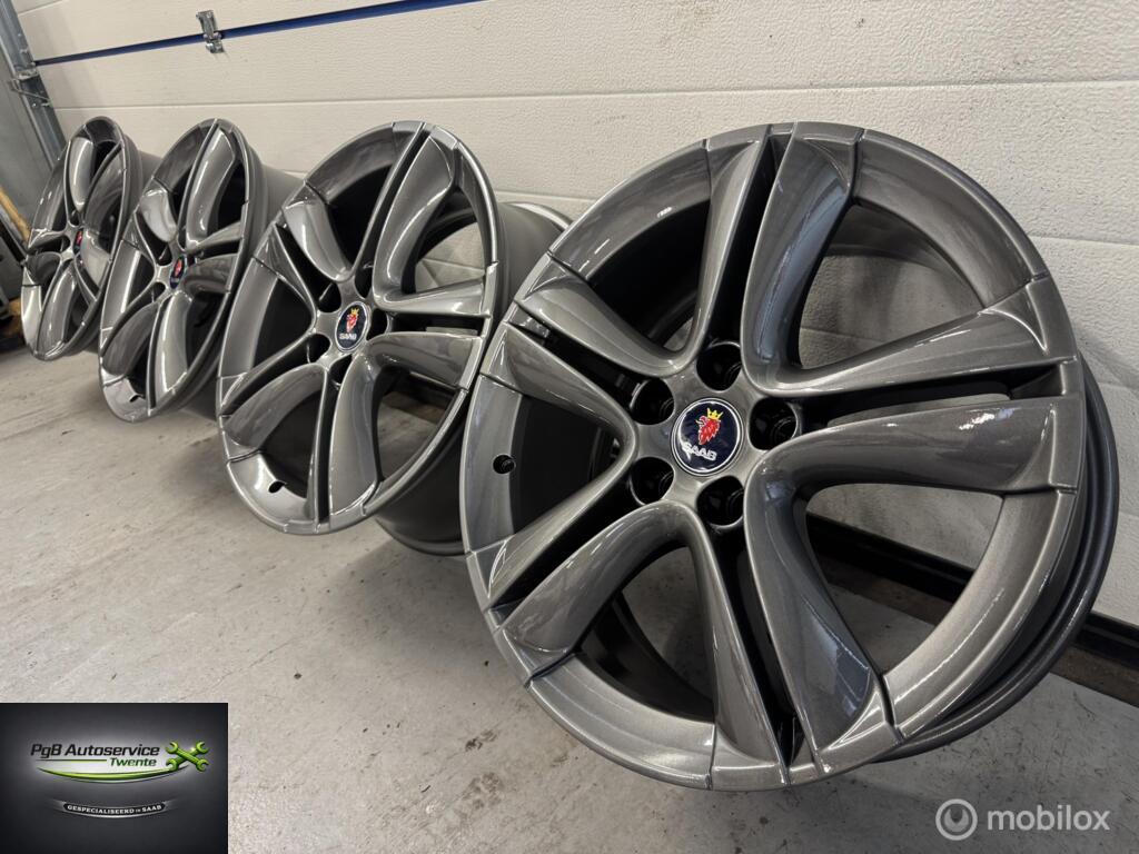 Saab Aero velgen Alu 73 18” nieuw gecoat gun metal grey, 18 inch, Gebruikt, Velg(en), Ophalen of Verzenden