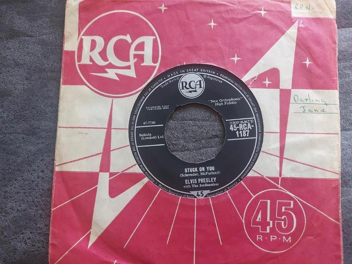 Elvis Presley - Stuck On You (Single, Zeer Goede Staat), Cd's en Dvd's, Vinyl Singles, Zo goed als nieuw, Single, Pop, 7 inch