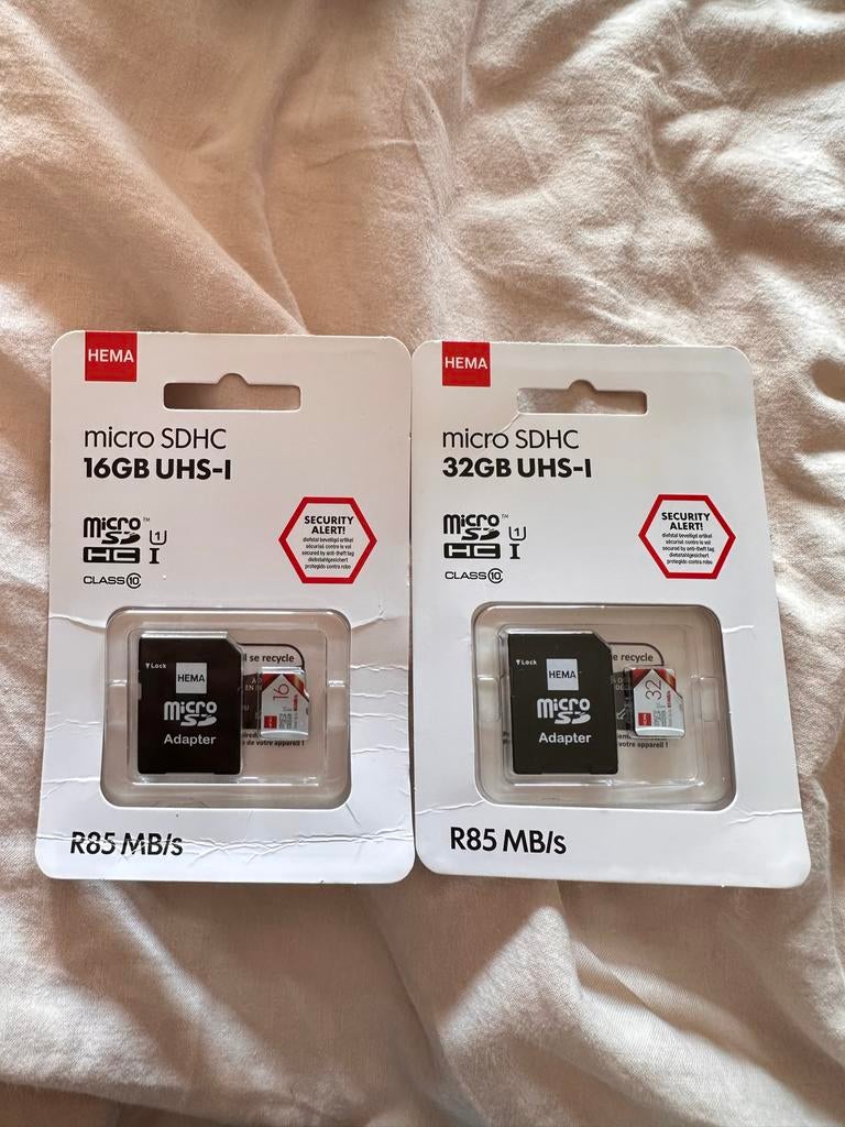 Hema Micro SDHC 16GB & 32GB UHS-I met adapter, MicroSDHC, Nieuw, Ophalen of Verzenden, 16 GB