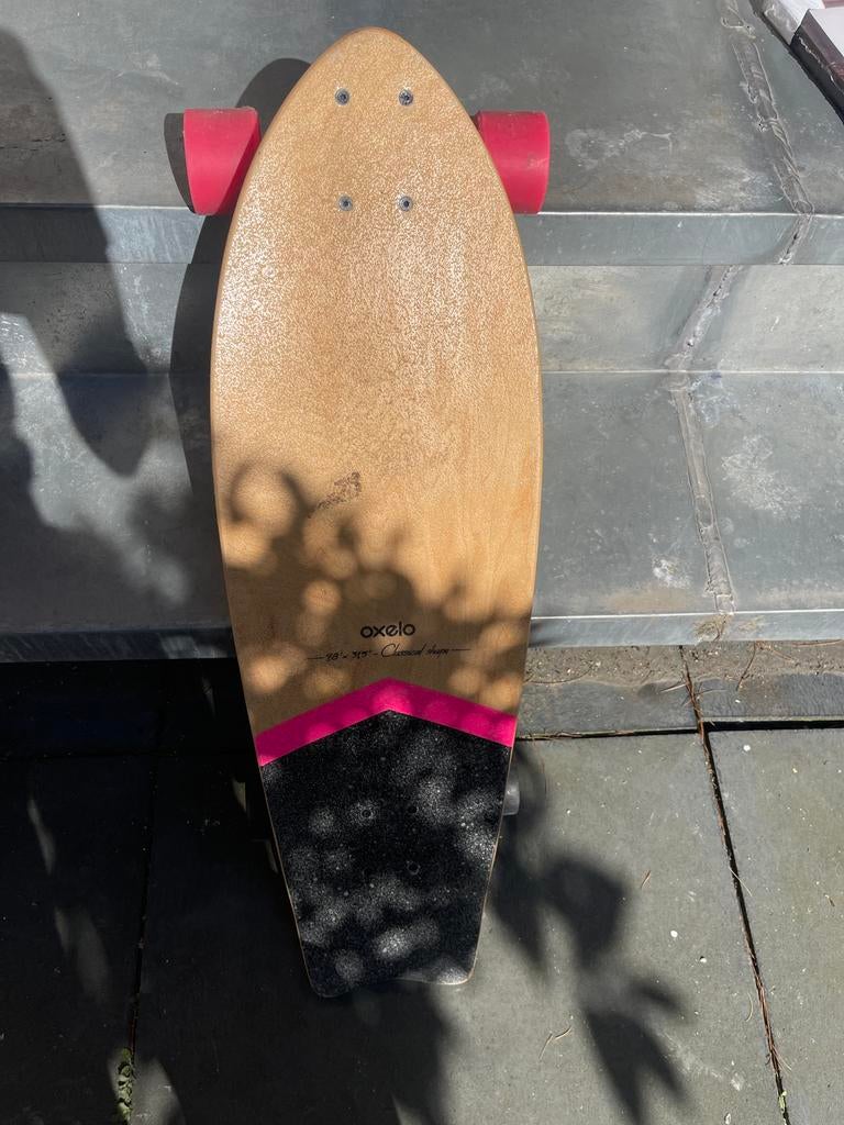 Oxelo longboard met roze wielen, Sport en Fitness, Skateboarden, Ophalen, Gebruikt, Skateboard, Longboard