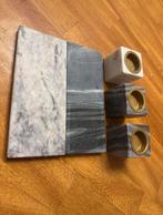 Marmar dienbladen met kaarshouders, Huis en Inrichting, Woonaccessoires | Kandelaars en Kaarsen, Ophalen of Verzenden