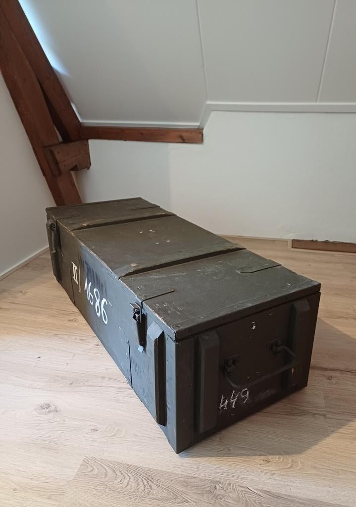 Grote originele militaire munitiekist – houten legerkist, Huis en Inrichting, Woonaccessoires | Kisten, Ophalen, Minder dan 50 cm