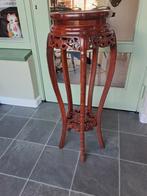 Chinese piedestal zuil plantentafel bewerkt hout., Ophalen, Minder dan 55 cm, Rond, Zo goed als nieuw