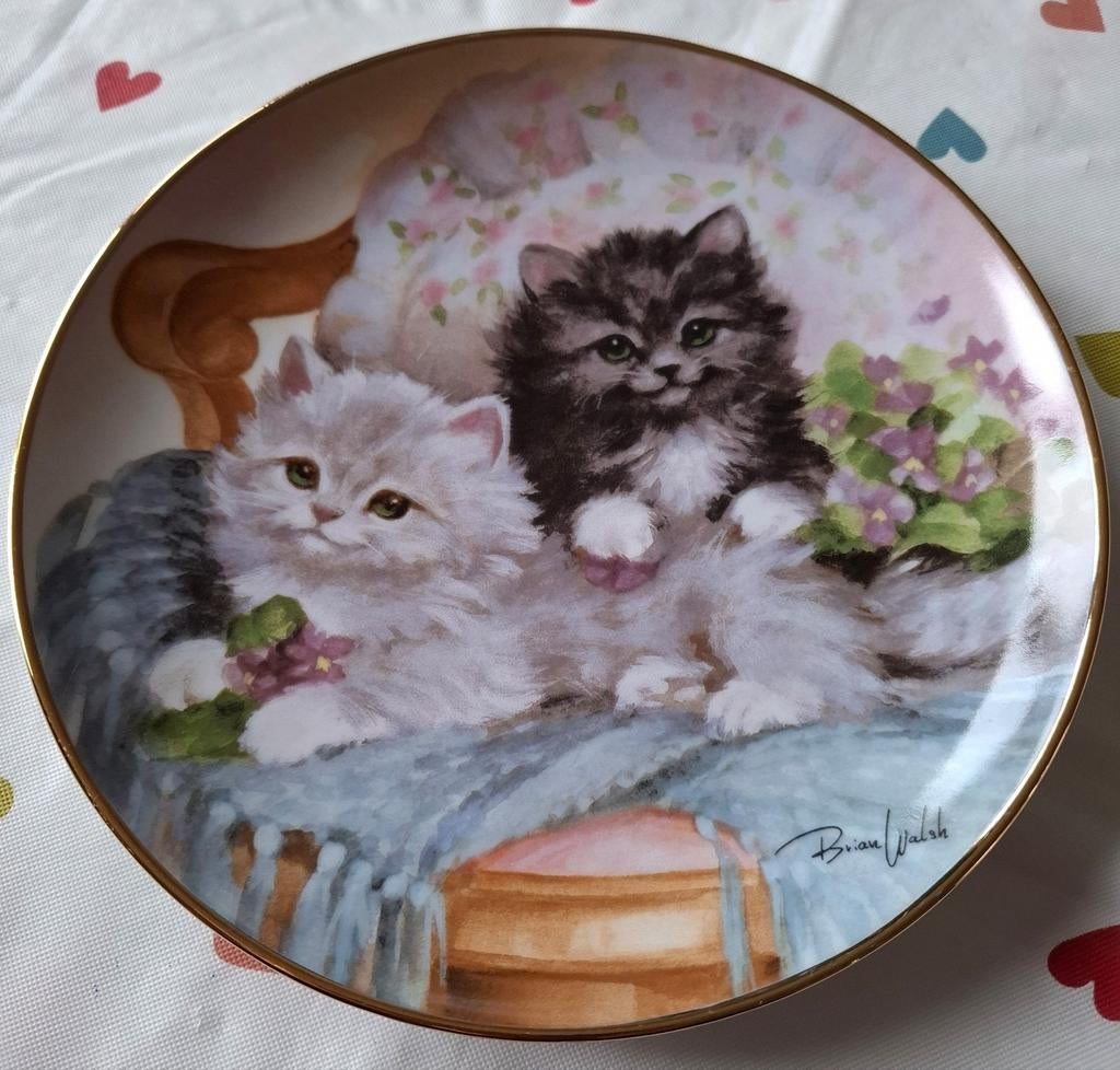 Franklin Mint Brian Walsh Cuddly Companions Katten Bord, Antiek en Kunst, Antiek | Porselein, Ophalen of Verzenden