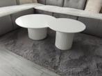 Meubella Mixx ronde salontafels - Modern wit ribbel design, Ophalen, 50 tot 100 cm, Rond, 50 tot 100 cm