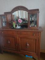 Antieke kast met spiegel en vitrinekastjes, Antiek en Kunst, Antiek | Meubels | Kasten, Ophalen of Verzenden