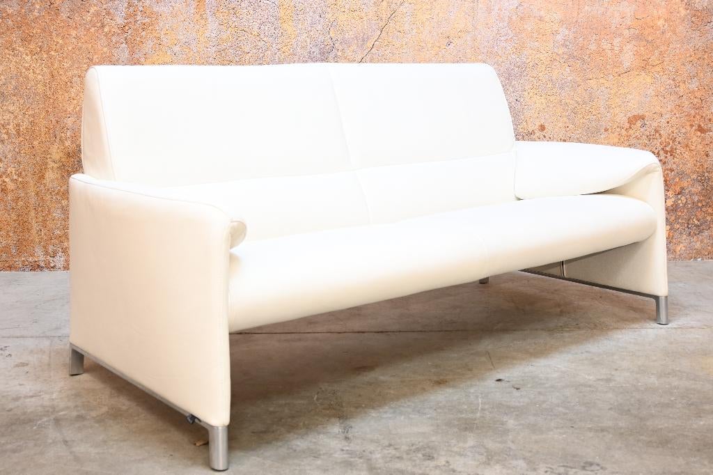 ZGANieuw gebroken witte leren Leolux Felizia design bank, Leolux, Leolux, 150 tot 200 cm, Tweepersoons