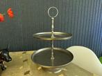 Vintage 2-laags etagere - zilverkleurig, Ophalen of Verzenden, Gebruikt