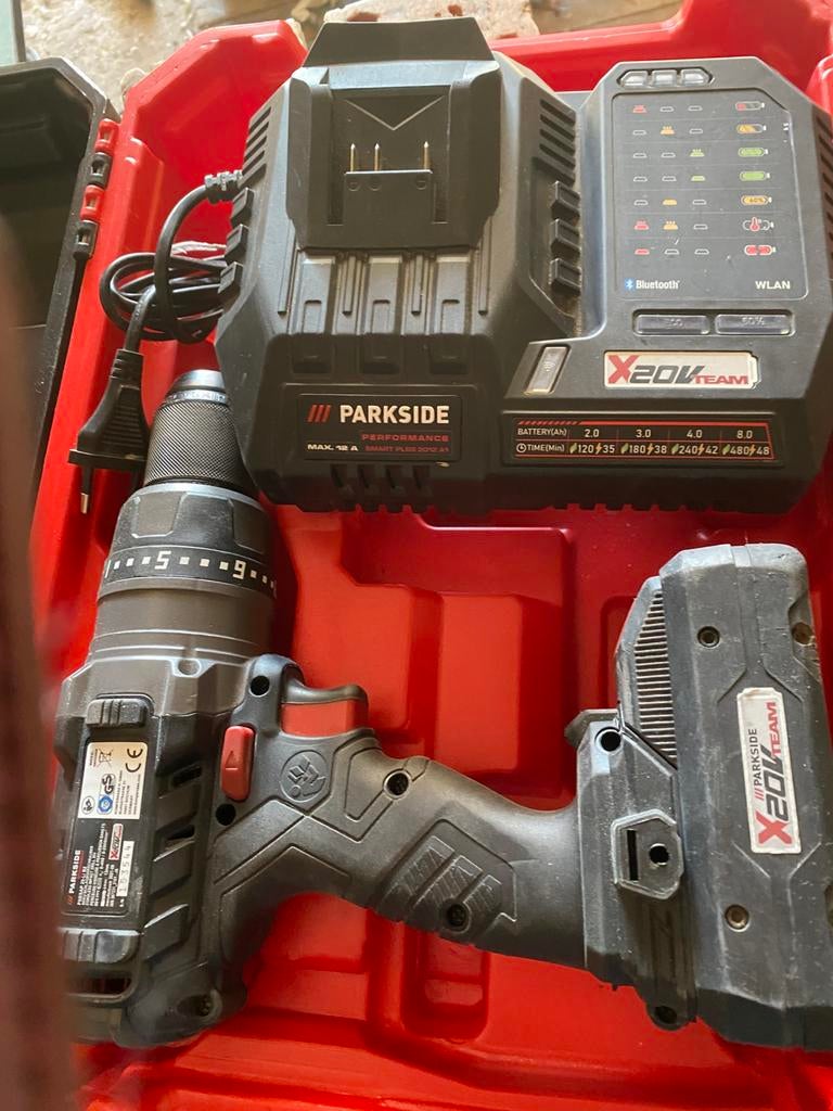 Parkside boormachine hammer funk snellader smart Akku, Ophalen of Verzenden, Zo goed als nieuw, Boormachine