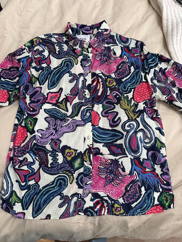 POM Amsterdam Blouse met kleurrijke print - Maat 36 (S), Kleding | Dames, Ophalen of Verzenden, Zo goed als nieuw, Maat 36 (S)