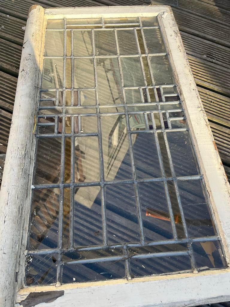 Oude Glas in lood ramen (diverse maten), Ophalen, Gevelraam of Ruit, Gebruikt, Minder dan 80 cm