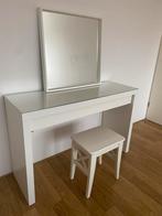 Mooie witte make-up tafel met spiegel en krukje, Gebruikt, 100 tot 150 cm, Hout, 50 tot 100 cm