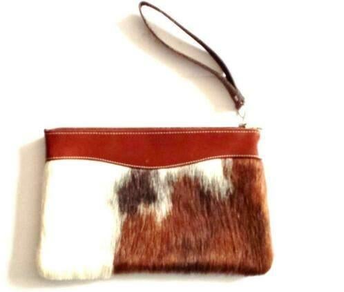 Koeienhuid Tasje Vintage Pols Tas Leren Lederen Handtas, Ophalen of Verzenden, Huis en Inrichting