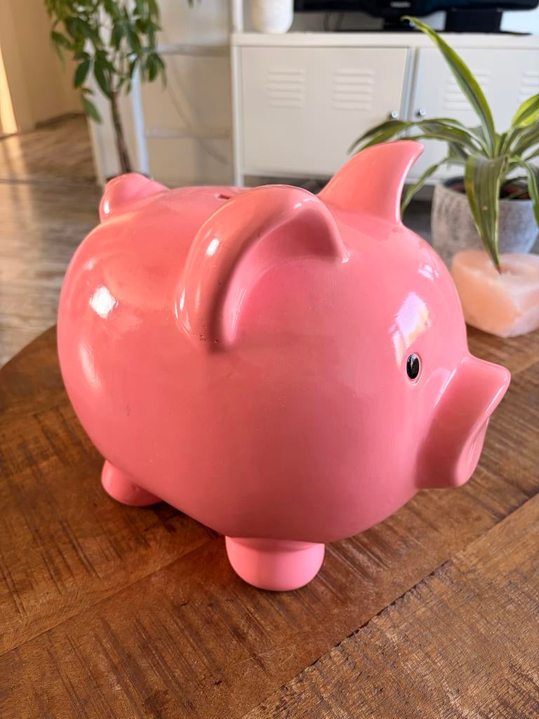 Groot roze spaarvarken in zeer goede staat, Verzamelen, Spaarpotten, Zo goed als nieuw, Dier, Steen, Aardewerk of Keramiek, Ophalen of Verzenden