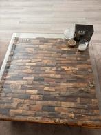 Salontafel rofra hout met glasplaat, Ophalen, Gebruikt, 100 tot 150 cm, 50 tot 100 cm