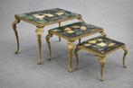 Vintage Italiaanse nesttafels–marmer mozaïek / Regency, '60, Ophalen, Minder dan 50 cm, Gebruikt, 50 tot 75 cm