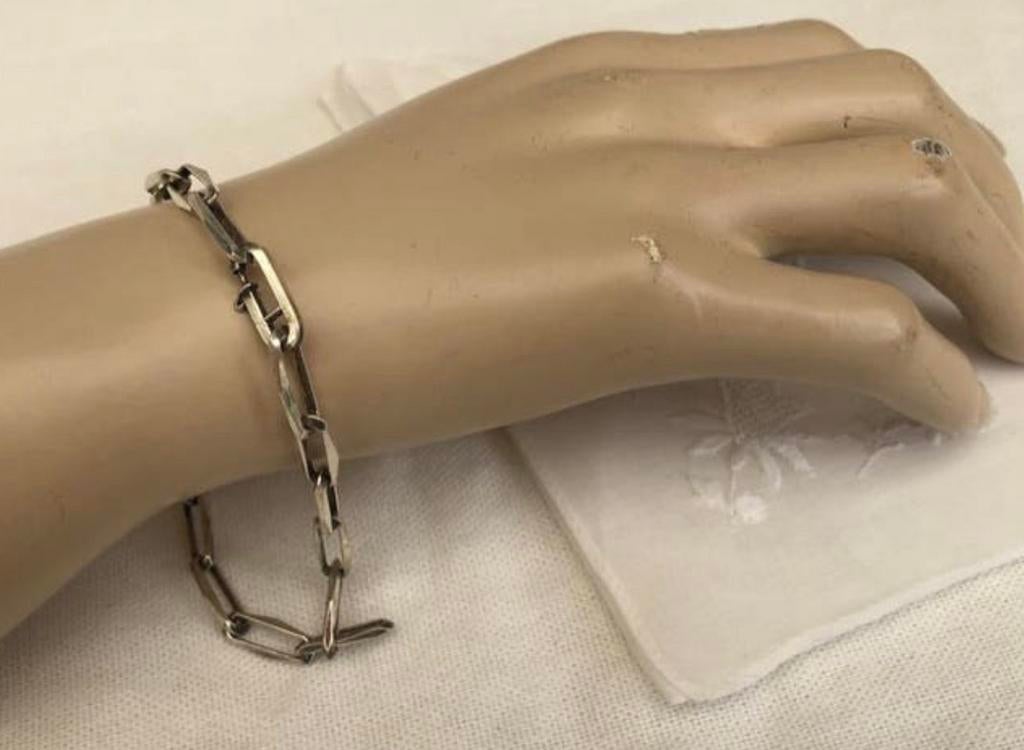 Zilveren schakel armband - Vintage Ca Jaren 60, Ophalen of Verzenden, Gebruikt, Zilver, Zilver