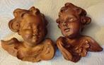 2 Antiek hand hout gestoken cupido/engelen hoofdjes 19e eeuw, Ophalen of Verzenden