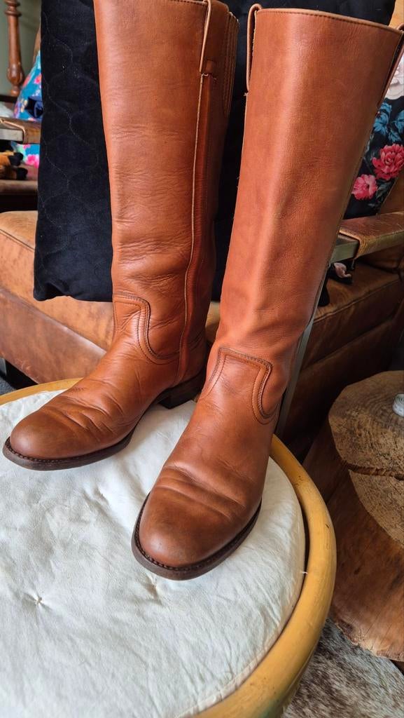 Sendra mooie staat boots laarzen cognac leer mt 39, Bruin, Ophalen of Verzenden, Gedragen, Hoge laarzen