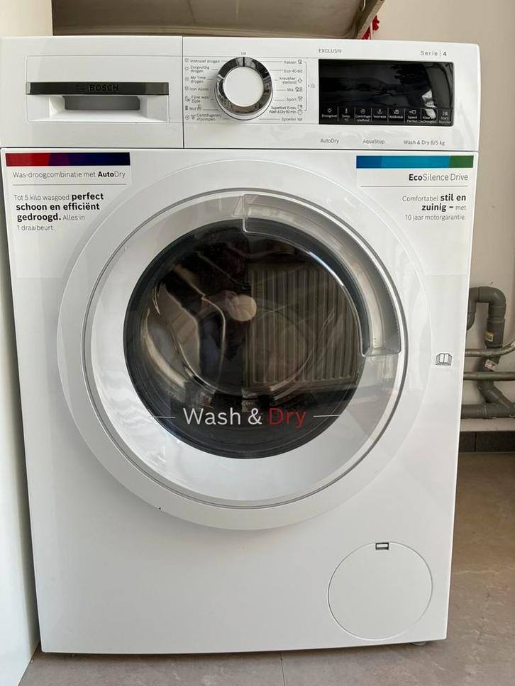 Wasmachine & droger Bosch (wasdroogcombi), Witgoed en Apparatuur, Wasmachines, Gebruikt, Minder dan 85 cm, 1200 tot 1600 toeren