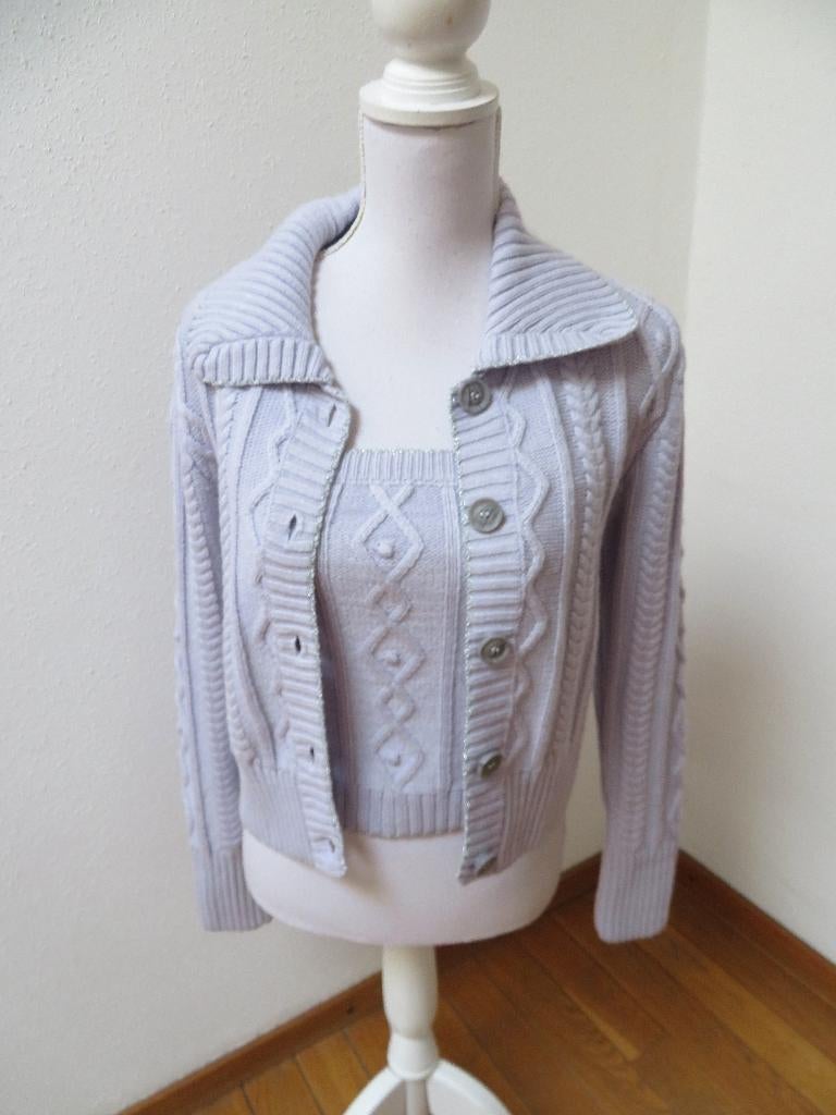 J20 ZARA nieuw twinset top + vest lila zilver S 36, Zara, Paars, Nieuw, Ophalen of Verzenden