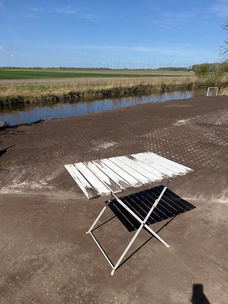 GRATIS Frans bistro tafeltje tuin tafel, Ophalen of Verzenden, Gebruikt, Rechthoekig, Hout