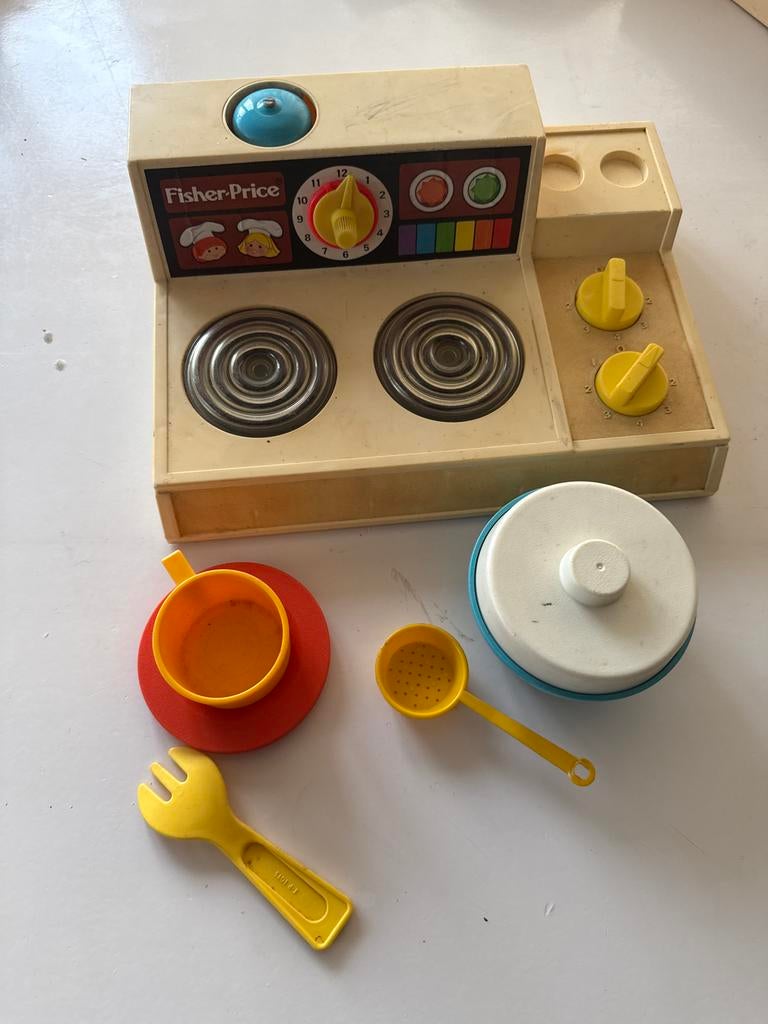 Vintage Fisher-Price Speelkeuken met accessoires jaren 60’, Ophalen of Verzenden, Gebruikt, Speelset