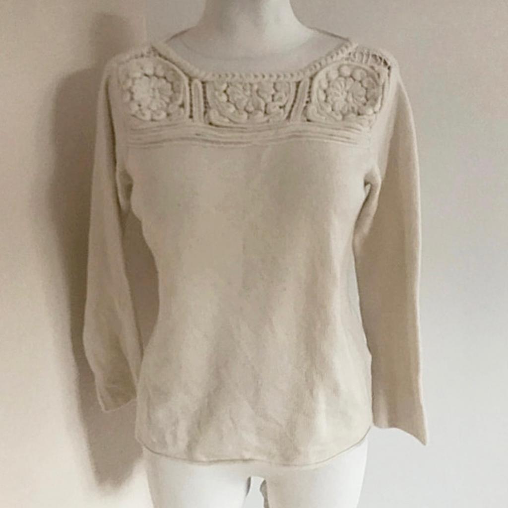 Lamberto Losani pure luxe creme cashmere trui, Maat S, Ophalen of Verzenden, Zo goed als nieuw, Maat 36 (S), Beige