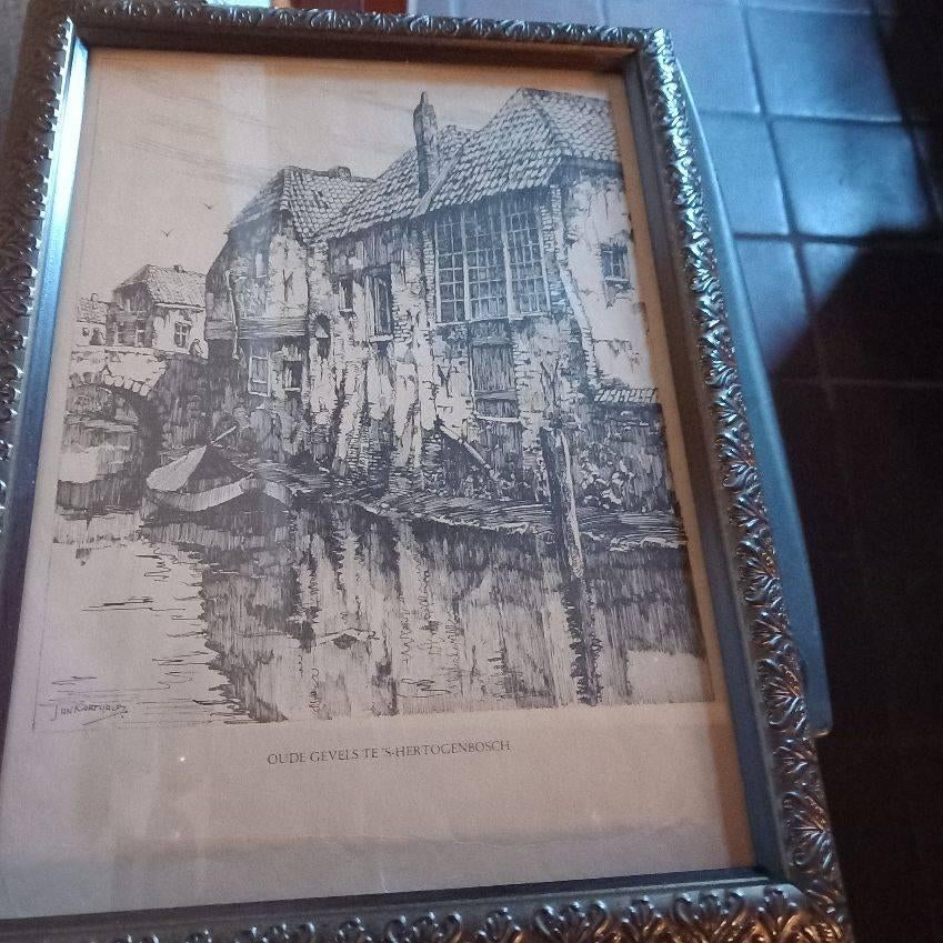 den Bosch - pentekening, Jan Korthals, Ophalen, Minder dan 50 cm, Schilderij, Minder dan 50 cm