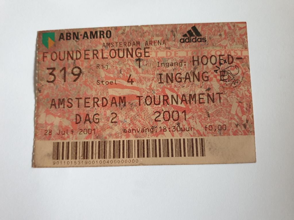 2587 entree kaartje amsterdam ajax toernooi 2001, Maat XS of kleiner, Verzenden, Nieuw, Overige typen