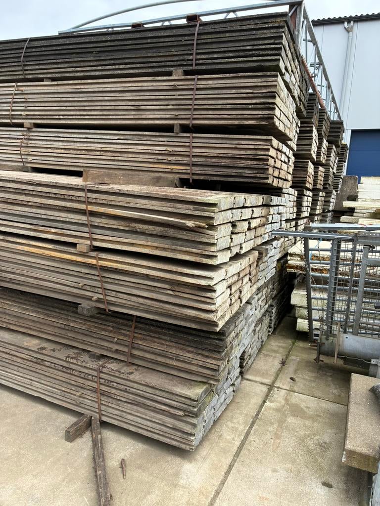 Damwand hardhout 7 cm dik lengte circa 330 cm, Ophalen, Gebruikt, Planken, Hardhout