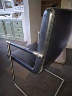 6 stoelen ijzer met leer, Huis en Inrichting, Stoelen, Gebruikt, Zwart, Leer, Ophalen of Verzenden