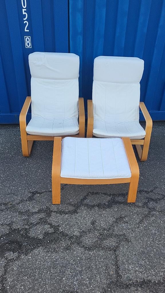 2 Design Stoelen met Poefje - Comfortabel en Stijlvol, Ophalen of Verzenden