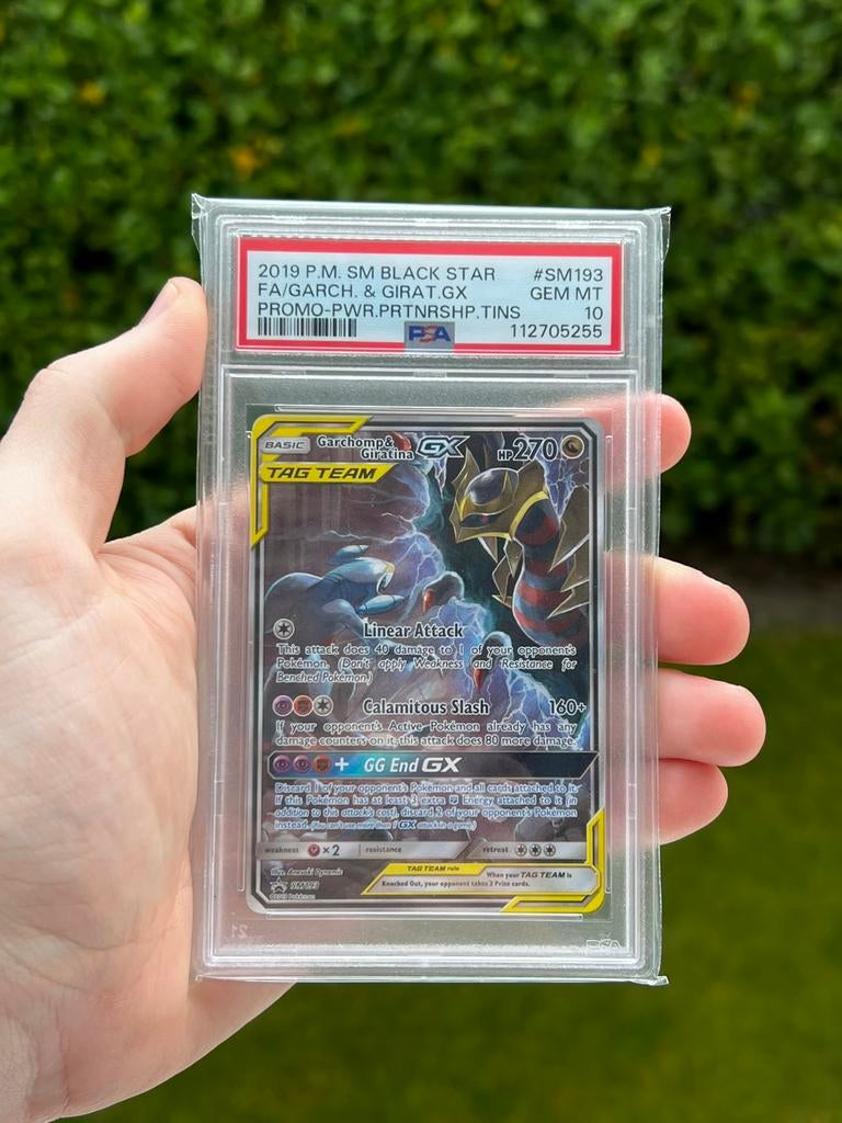 Garchomp & Giratina SM193 PSA 10 Pokemon Card, Hobby en Vrije tijd, Verzamelkaartspellen | Pokémon, Ophalen of Verzenden, Zo goed als nieuw