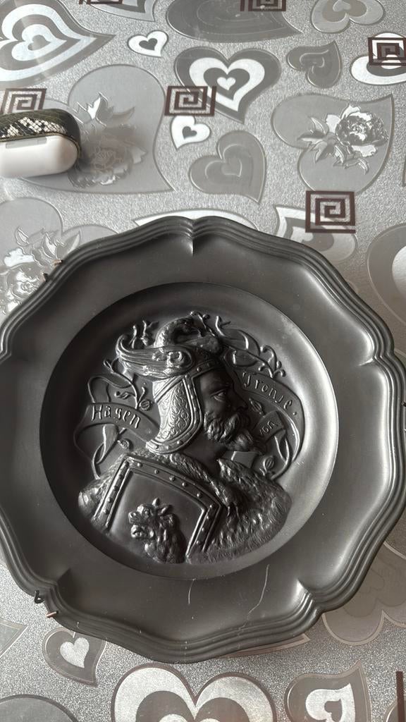 Vintage troije hagen tinnen bord mu 20 eueo zeldzaam, Antiek en Kunst, Ophalen of Verzenden