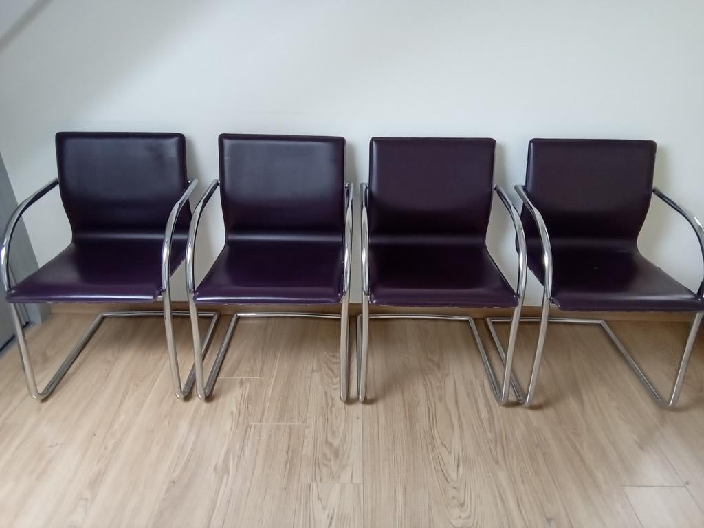 eetkamerstoelen - 4 stuks, Ophalen, Gebruikt, Overige kleuren, Leer