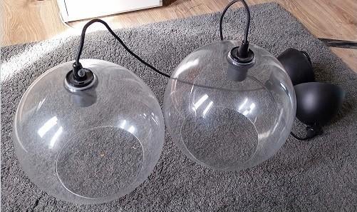 2 glazen lampenkappen, Ophalen, Gebruikt, Glas, Minder dan 50 cm