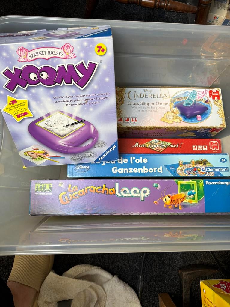 Diverse Bordspellen: Xoomy, Cinderella, Mens Erger Je Niet,, Drie of vier spelers, Ophalen, Gebruikt