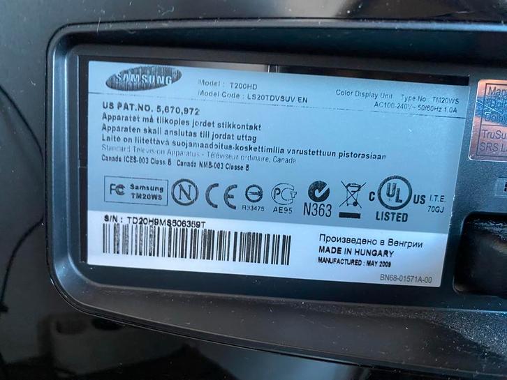 Samsung 20 inch TV - Model T200HD, Audio, Tv en Foto, Televisies, Gebruikt, 40 tot 60 cm, Samsung, Ophalen