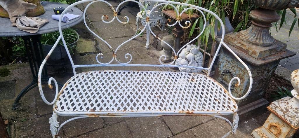 Smeedijzeren tuin/sofa bank voor het buitenleven (brocante), Tuin en Terras, Tuinbanken, Ophalen, Gebruikt, Metaal