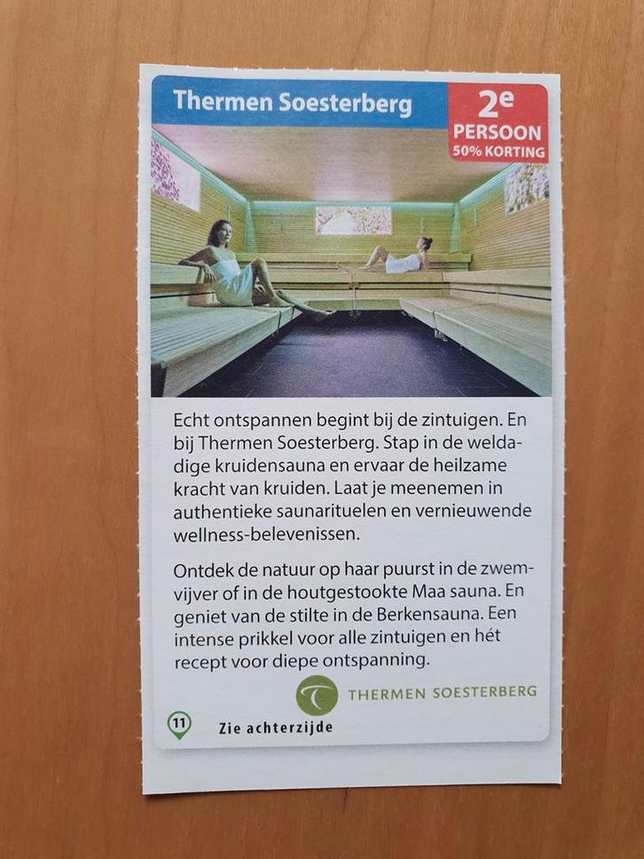 Thermen Soesterberg 2e persoon 50% korting, Tickets en Kaartjes, Kortingen en Cadeaubonnen, Drie personen of meer, Spa of Sauna