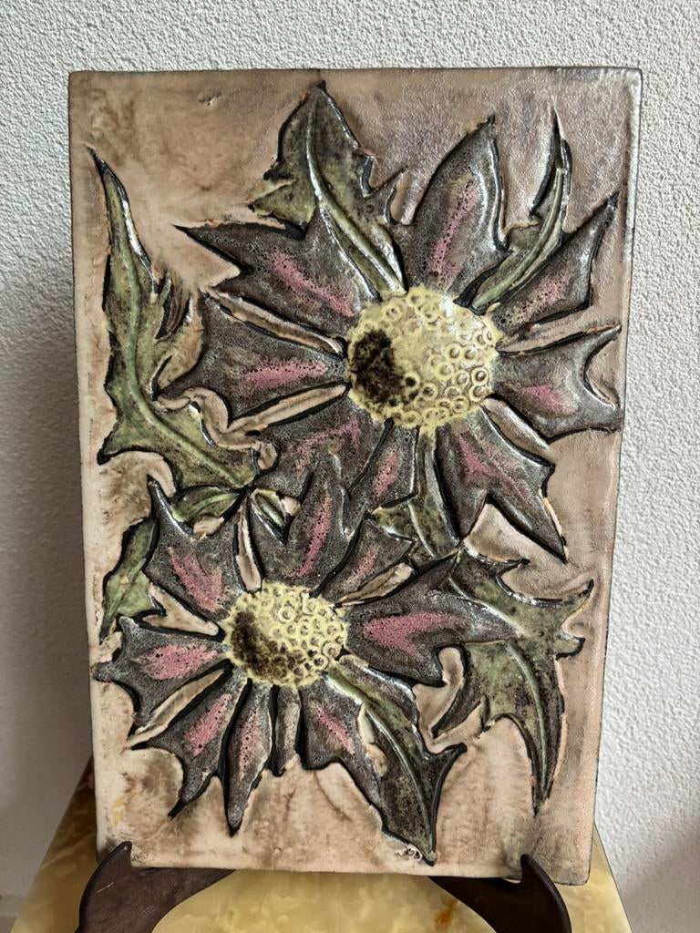 Ruscha wandbord West-Germany Keramiek 35x23 cm vintage, Ophalen of Verzenden