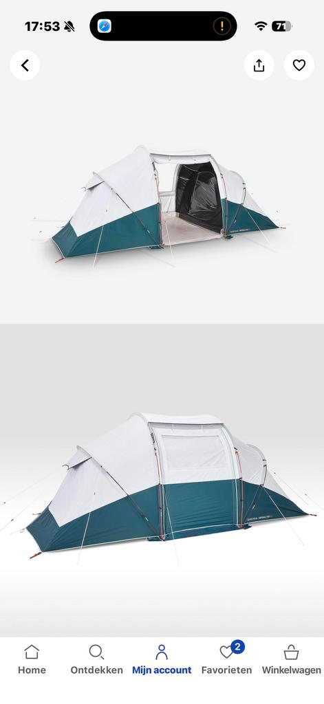 Koepeltent 4p Arpenaz Fresh & Black met 2 slaapruimtes, Caravans en Kamperen, Tenten, tot en met 4, Zo goed als nieuw, Ophalen