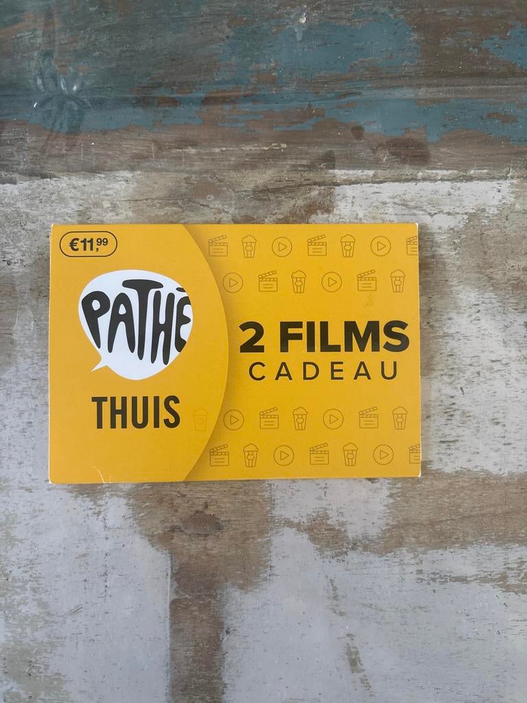 Pathé thuis bon voor 2 films, Tickets en Kaartjes, Eén persoon, Cadeaubon