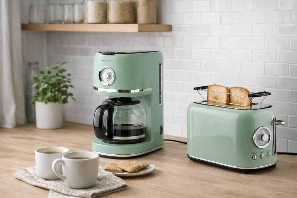 Koffiezetapparaat Retro Groen Emerio, Witgoed en Apparatuur, Koffiezetapparaten, Verzenden, 10 kopjes of meer, Gemalen koffie