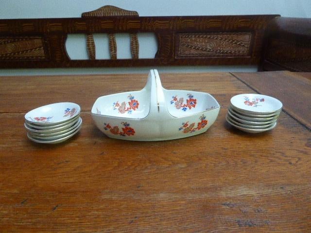 Art deco petit four setje met 12 bordjes, Phoenix China, Antiek en Kunst, Ophalen of Verzenden