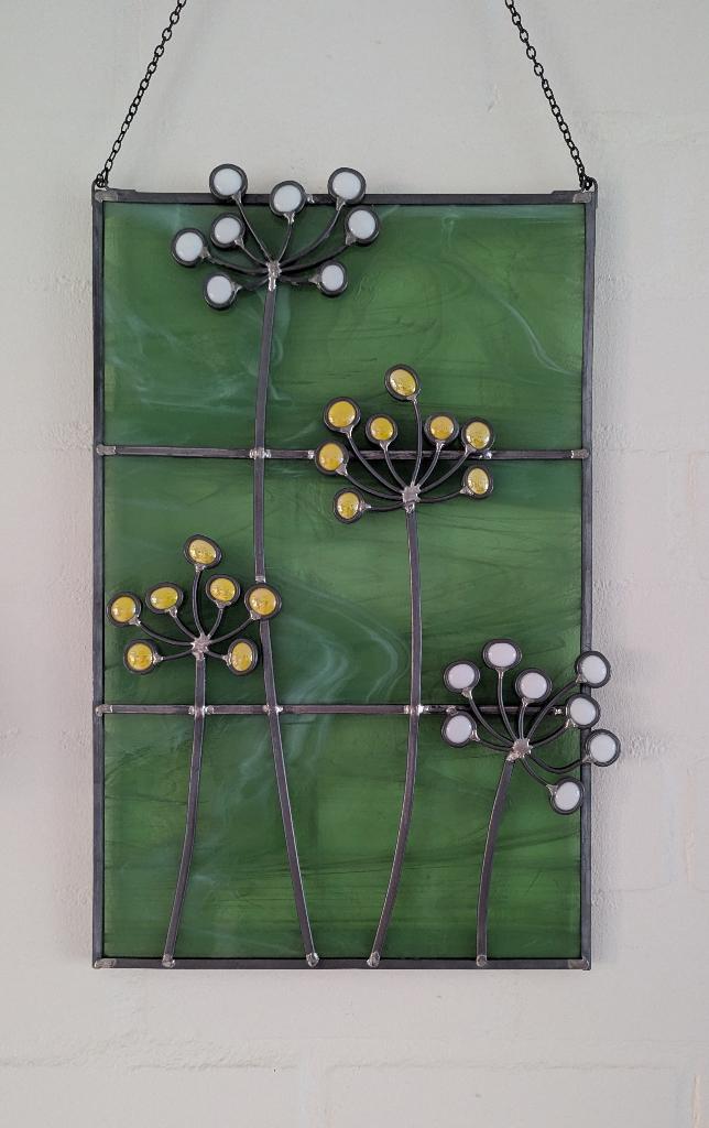 Glas in lood paneel fluitekruid, Ophalen, Nieuw